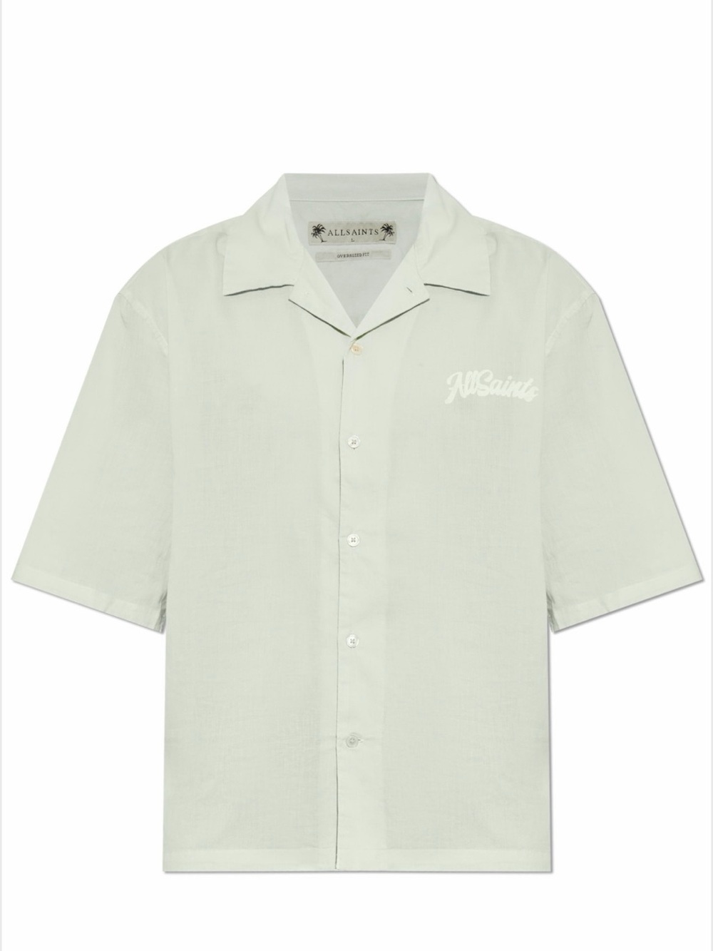 All Saints Men’s Light Sage Short-Sleeve Camp Shirt